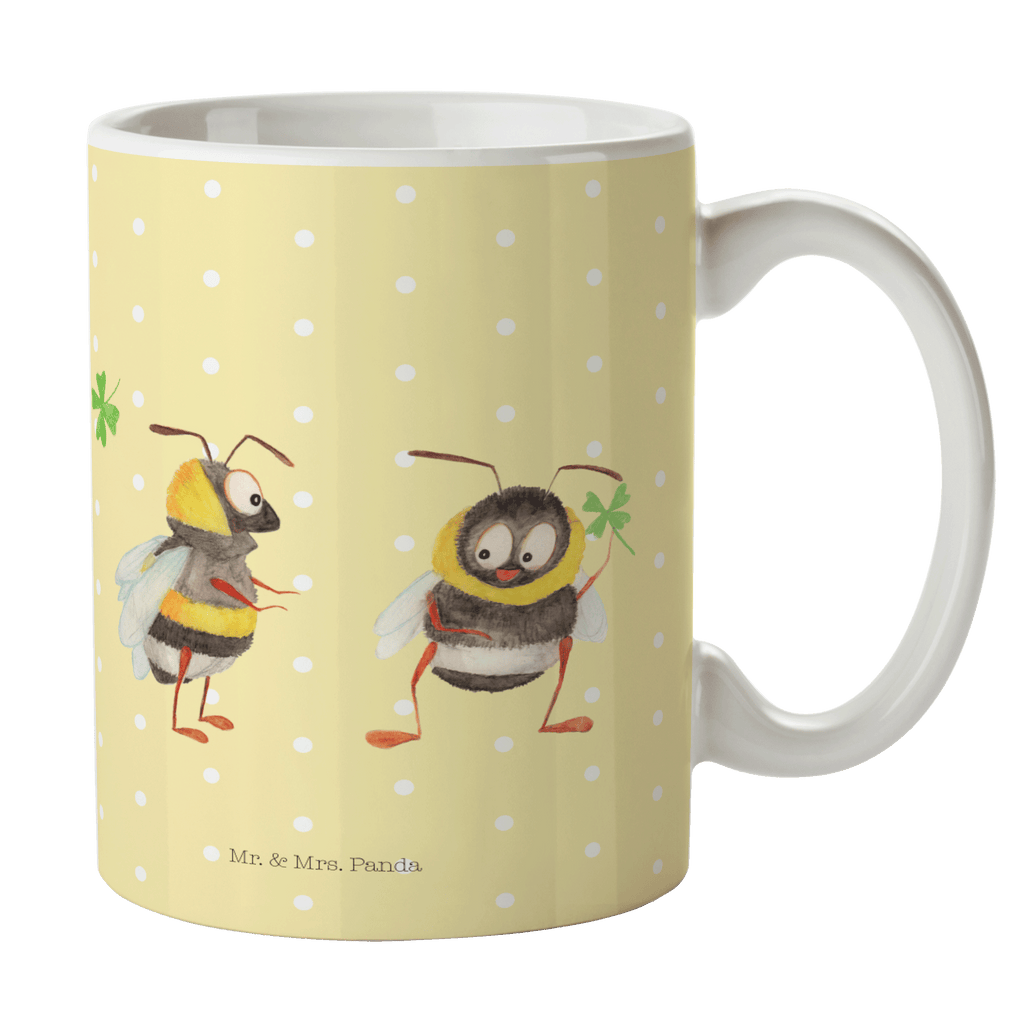 Tasse Hummeln mit Kleeblatt Hummel, Biene, Spruch positiv, Biene Deko, Spruch schön, glücklich sein, glücklich werden, Spruch fröhlich Becher, Kaffeetasse, Kaffeebecher, Tee, Frühstück, Büro  süße Tiermotive, gute Laune, lustige Sprüche, Tiere
