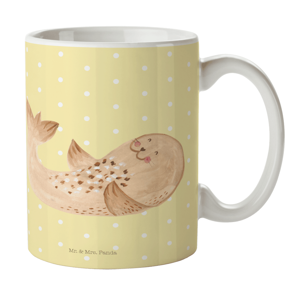 Tasse Robbe liegend Robbe, Robben, Seehund, Strand, Meerestier, Ostsee, Nordsee, Lachen, Freude Becher, Kaffeetasse, Kaffeebecher, Tee, Frühstück, Büro  süße Tiermotive, gute Laune, lustige Sprüche, Tiere