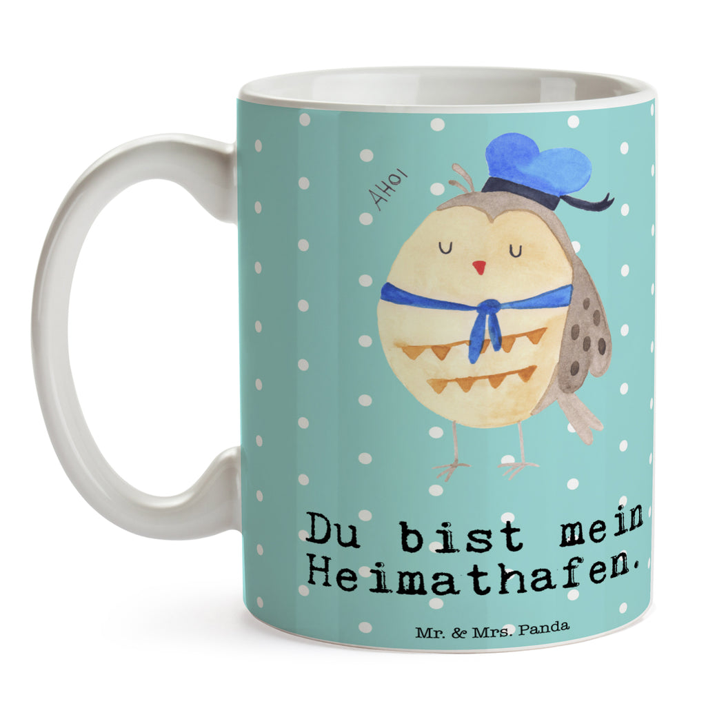 Tasse Eule Matrosen Eule Spruch, Eule Deko, Owl, Wortspiel lustig, Matrose, Freundin, Ehe, Seefahrer, Heimathafen, Hochzeitstag Geschenk   Becher, Kaffeetasse, Kaffeebecher, Tee, Frühstück, Büro  Eule