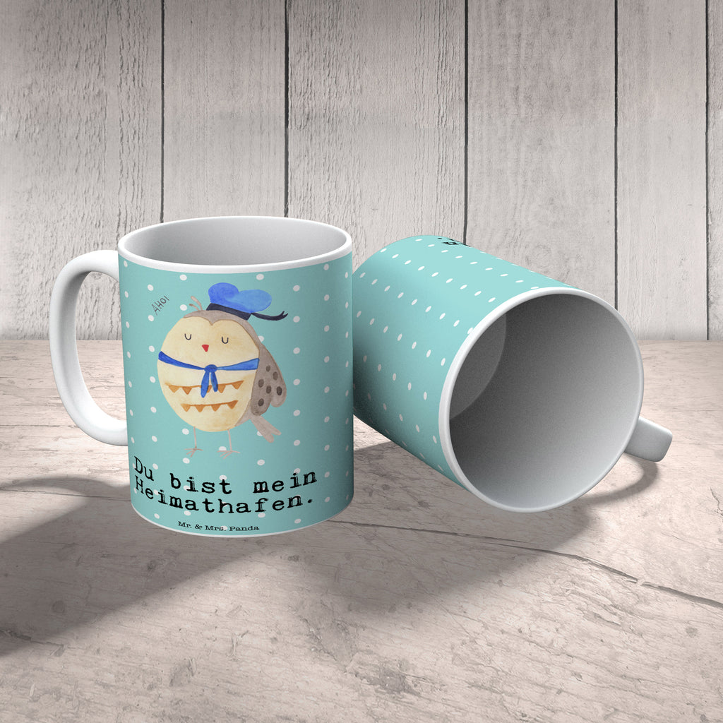Tasse Eule Matrosen Eule Spruch, Eule Deko, Owl, Wortspiel lustig, Matrose, Freundin, Ehe, Seefahrer, Heimathafen, Hochzeitstag Geschenk   Becher, Kaffeetasse, Kaffeebecher, Tee, Frühstück, Büro  Eule