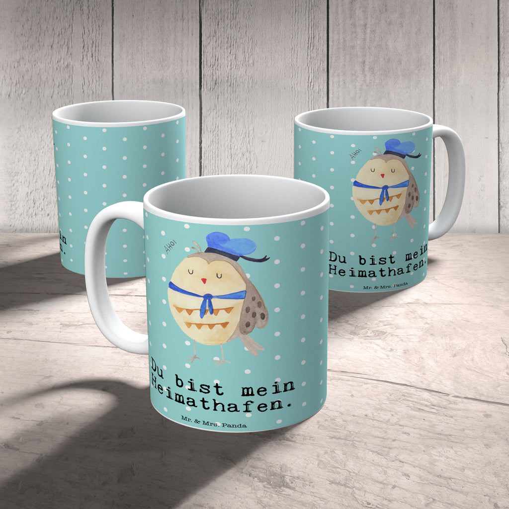 Tasse Eule Matrosen Eule Spruch, Eule Deko, Owl, Wortspiel lustig, Matrose, Freundin, Ehe, Seefahrer, Heimathafen, Hochzeitstag Geschenk   Becher, Kaffeetasse, Kaffeebecher, Tee, Frühstück, Büro  Eule