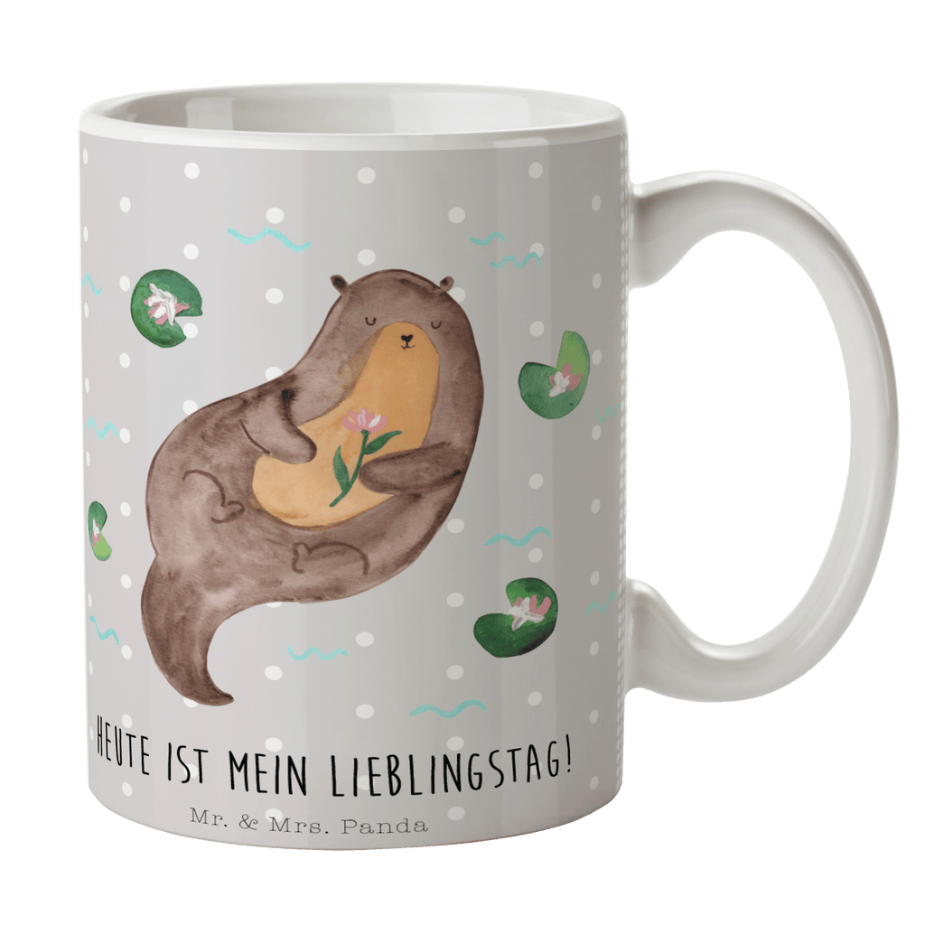 Tasse Otter mit Seerose Otter Seeotter See Otter Becher, Kaffeetasse, Kaffeebecher, Tee, Frühstück, Büro  Otter,  Fischotter,  Seeotter