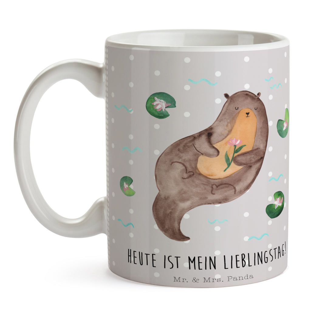 Tasse Otter mit Seerose Otter Seeotter See Otter Becher, Kaffeetasse, Kaffeebecher, Tee, Frühstück, Büro  Otter,  Fischotter,  Seeotter