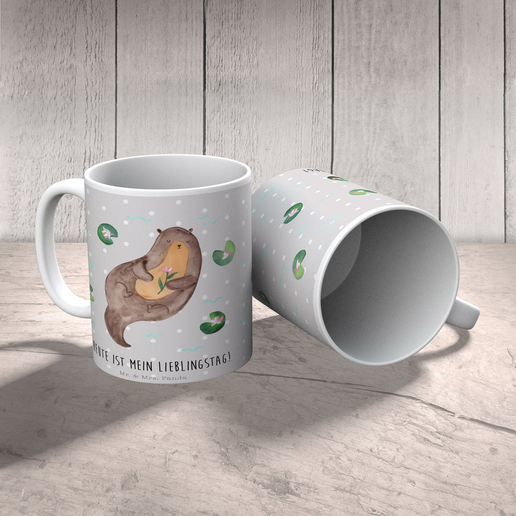 Tasse Otter mit Seerose Otter Seeotter See Otter Becher, Kaffeetasse, Kaffeebecher, Tee, Frühstück, Büro  Otter,  Fischotter,  Seeotter