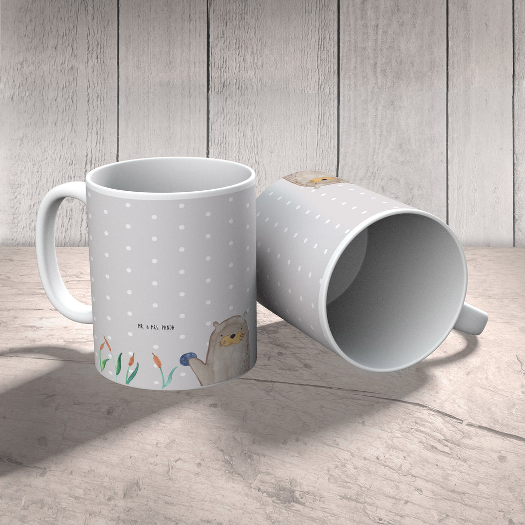 Tasse Otter mit Stein Otter Seeotter See Otter Becher, Kaffeetasse, Kaffeebecher, Tee, Frühstück, Büro  Otter,  Fischotter,  Seeotter