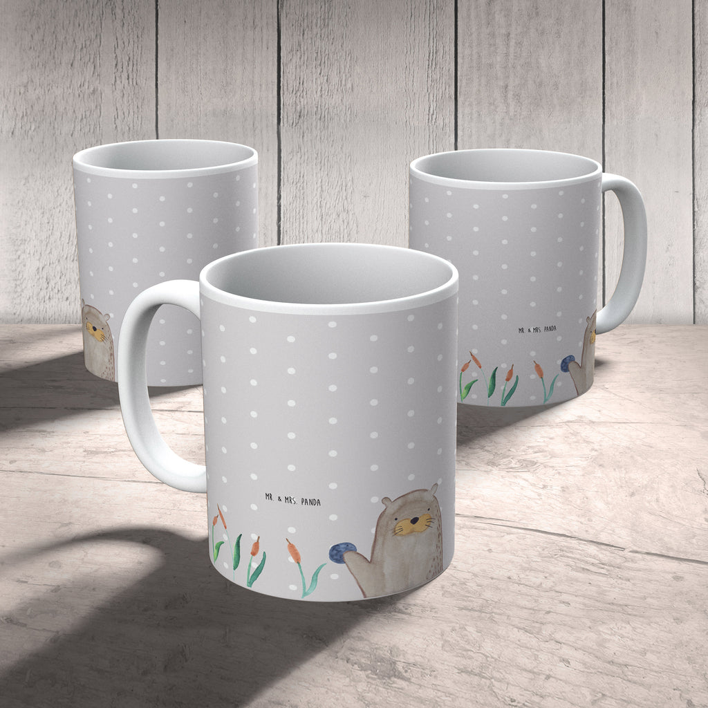 Tasse Otter mit Stein Otter Seeotter See Otter Becher, Kaffeetasse, Kaffeebecher, Tee, Frühstück, Büro  Otter,  Fischotter,  Seeotter