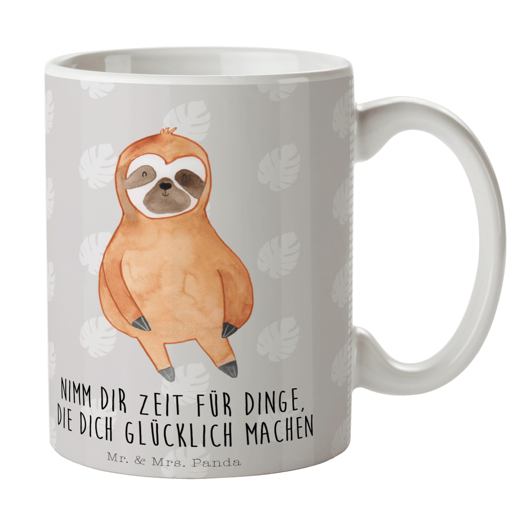 Tasse Faultier Zufrieden Faultier, Faultiere, faul, Lieblingstier, Pause, relaxen, Glück, glücklich, zufrieden, happy, Zufriedenheit, Gelassenheit, Ruhe, Frieden Becher, Kaffeetasse, Kaffeebecher, Tee, Frühstück, Büro  Faultier, Faultier Geschenk, Faultier Deko