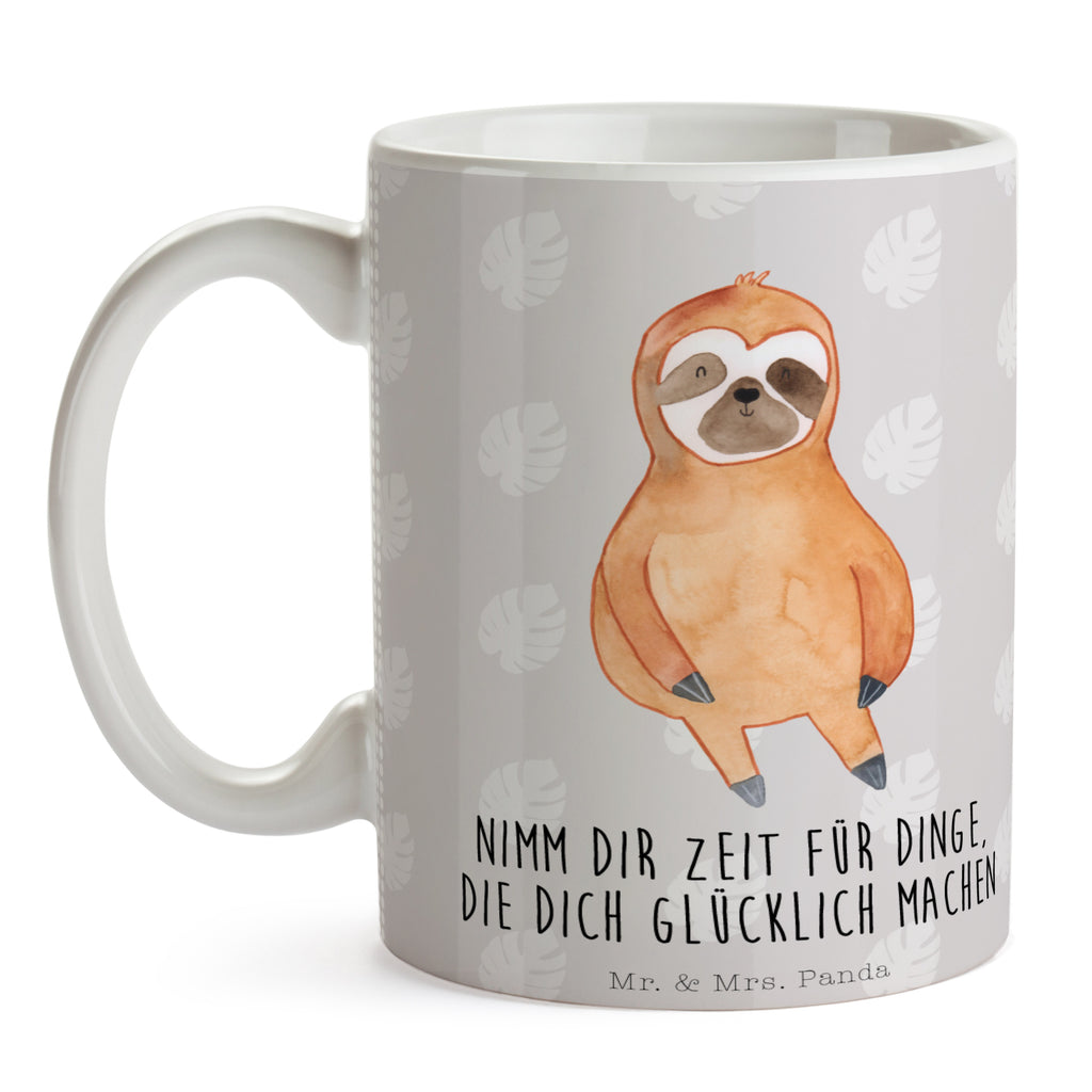 Tasse Faultier Zufrieden Faultier, Faultiere, faul, Lieblingstier, Pause, relaxen, Glück, glücklich, zufrieden, happy, Zufriedenheit, Gelassenheit, Ruhe, Frieden Becher, Kaffeetasse, Kaffeebecher, Tee, Frühstück, Büro  Faultier, Faultier Geschenk, Faultier Deko