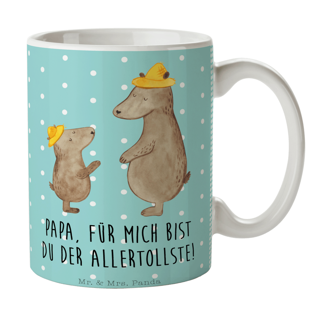 Tasse Bären mit Hut Bär, Bären, Vater, Papa, Vatertag, Papi, Paps, Dad, Daddy, Lieblingsmensch, Sohn, Söhne, Kind, Kinder, Vater-Sohn, Familie, Family, Vorbild Becher, Kaffeetasse, Kaffeebecher, Tee, Frühstück, Büro  Familie, Vatertag, Muttertag, Bruder, Schwester, Mama, Papa, Oma, Opa