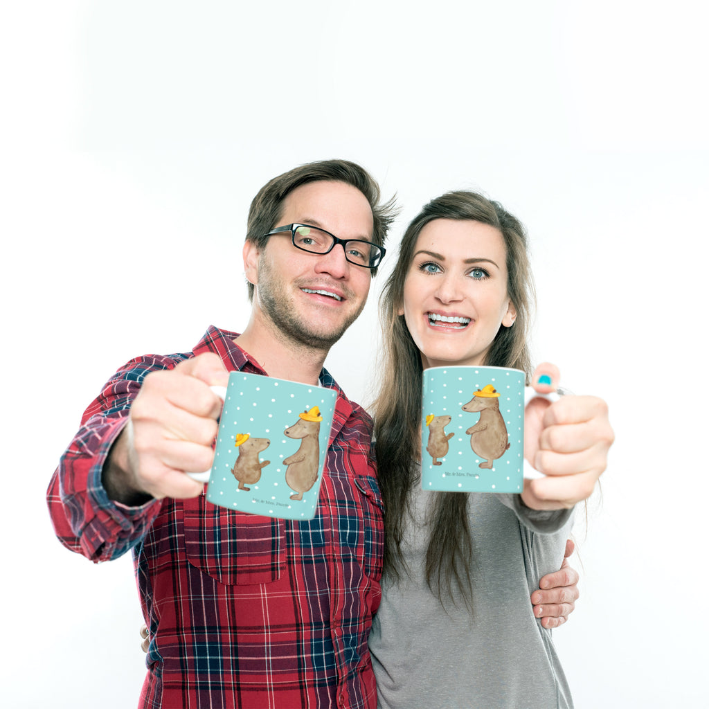 Tasse Bären mit Hut Bär, Bären, Vater, Papa, Vatertag, Papi, Paps, Dad, Daddy, Lieblingsmensch, Sohn, Söhne, Kind, Kinder, Vater-Sohn, Familie, Family, Vorbild Becher, Kaffeetasse, Kaffeebecher, Tee, Frühstück, Büro  Familie, Vatertag, Muttertag, Bruder, Schwester, Mama, Papa, Oma, Opa