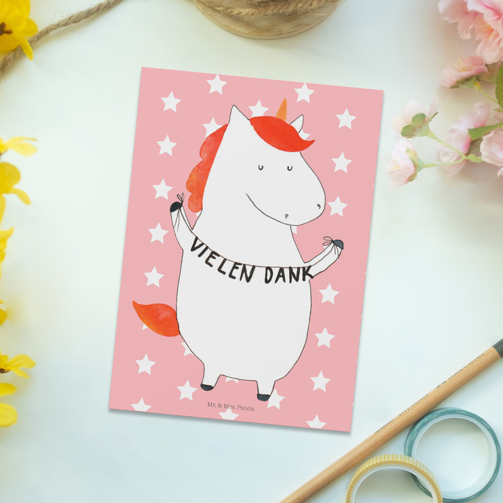 Postkarte Einhorn Vielen Dank Geschenkkarte, Grußkarte, Karte, Einladung, Ansichtskarte, Geburtstagskarte, Einladungskarte, Einhorn, Einhörner, Einhorn Deko, Pegasus, Unicorn, Danke, vielen Dank, Dankeschön, Danksagung