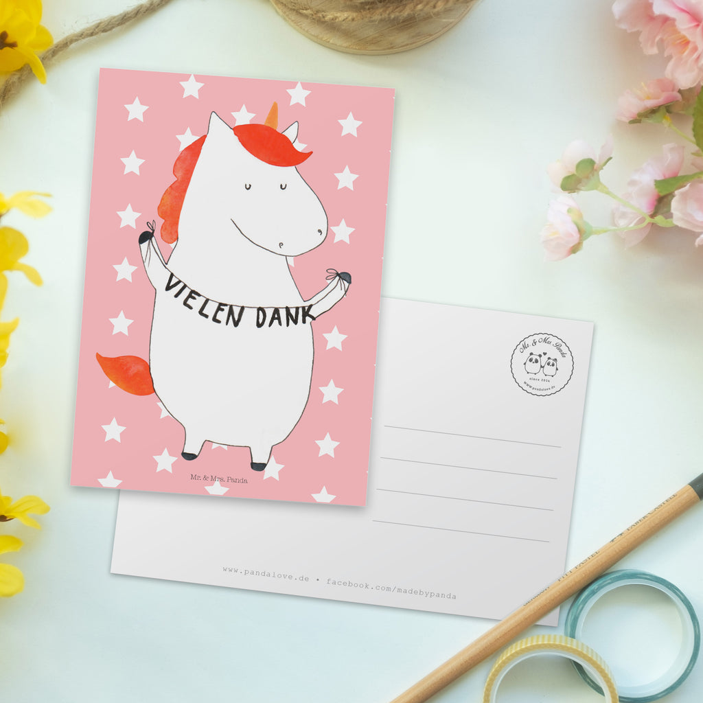 Postkarte Einhorn Vielen Dank Geschenkkarte, Grußkarte, Karte, Einladung, Ansichtskarte, Geburtstagskarte, Einladungskarte, Einhorn, Einhörner, Einhorn Deko, Pegasus, Unicorn, Danke, vielen Dank, Dankeschön, Danksagung