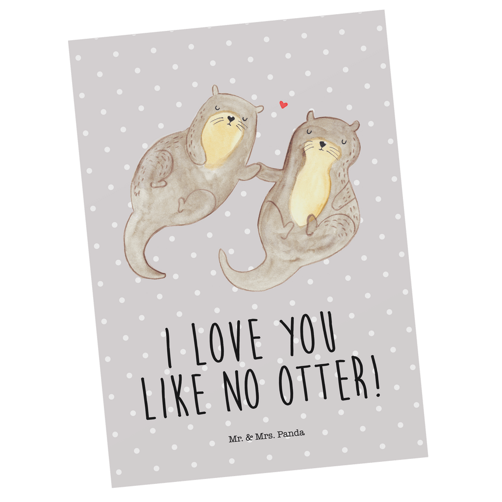 Postkarte Otter händchenhaltend Geschenkkarte, Grußkarte, Karte, Einladung, Ansichtskarte, Geburtstagskarte, Einladungskarte, Dankeskarte, Otter, Fischotter, Seeotter, Otter Seeotter See Otter