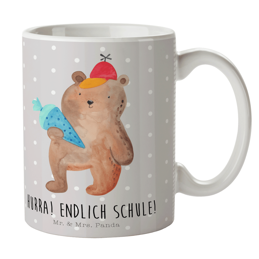 Tasse Bär mit Schultüte Bär Motiv, Schultüte, Erster Schultag Geschenk, Einschulung Geschenk, Schule Geschenk, Grundschule, Schulanfang, Schulbeginn,  Becher, Kaffeetasse, Kaffeebecher, Tee, Frühstück, Büro  Bär, Teddy, Teddybär