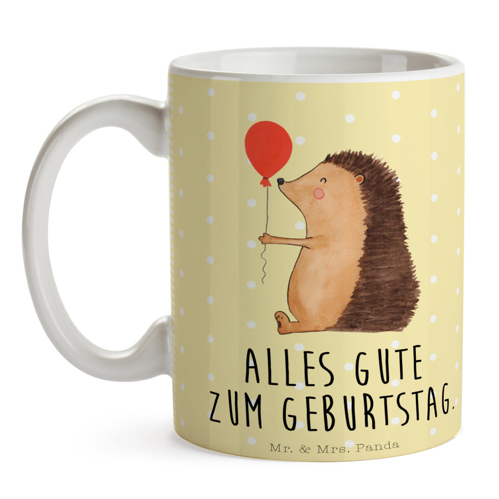 Tasse Igel mit Luftballon Igel, Geburtstag, Herzlichen Glückwunsch, Glückwunsch, Geburtstagskind, Ballon, Happy Birthday Becher, Kaffeetasse, Kaffeebecher, Tee, Frühstück, Büro  süße Tiermotive, gute Laune, lustige Sprüche, Tiere