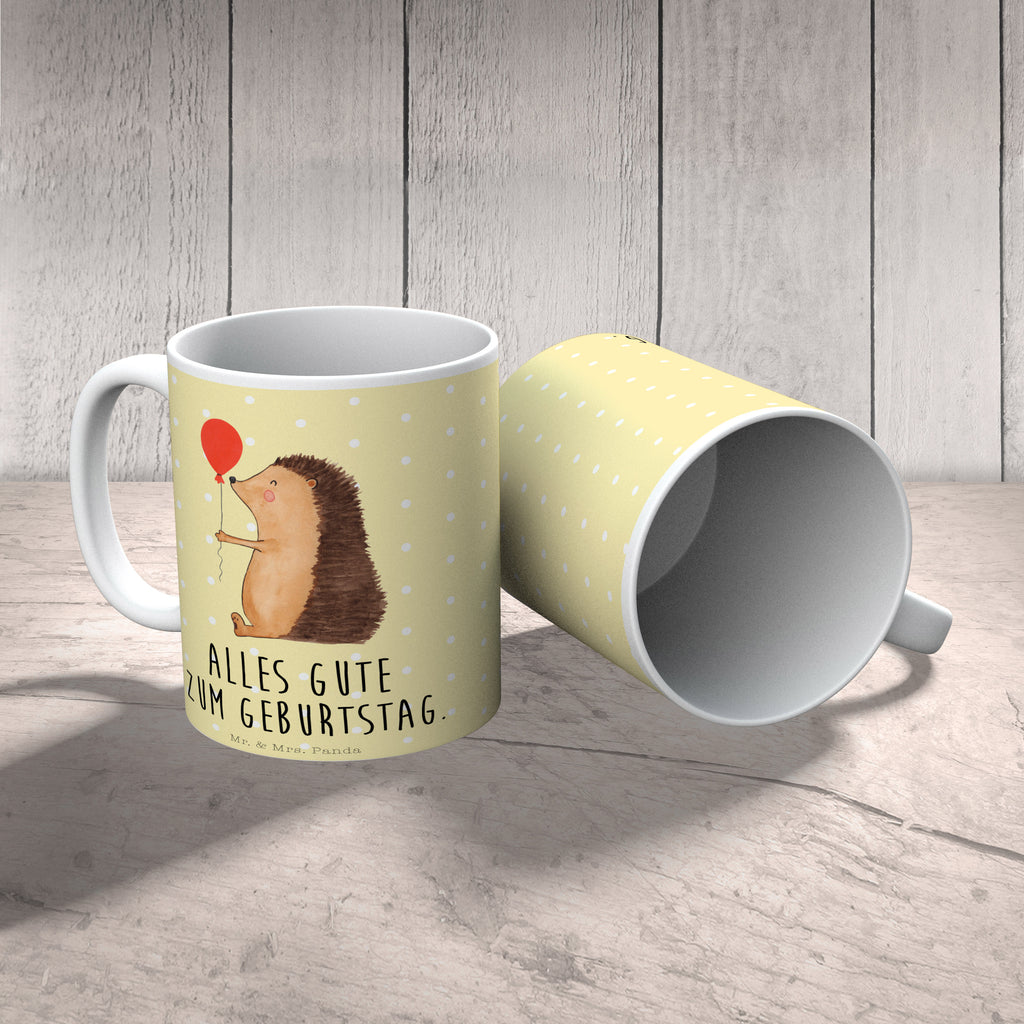 Tasse Igel mit Luftballon Igel, Geburtstag, Herzlichen Glückwunsch, Glückwunsch, Geburtstagskind, Ballon, Happy Birthday Becher, Kaffeetasse, Kaffeebecher, Tee, Frühstück, Büro  süße Tiermotive, gute Laune, lustige Sprüche, Tiere