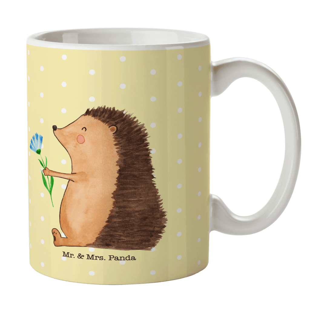 Tasse Igel mit Blume Igel, Gute Besserung, Genesungswünsche, Krankheit, Krankenhaus, krank, Besuch Becher, Kaffeetasse, Kaffeebecher, Tee, Frühstück, Büro  süße Tiermotive, gute Laune, lustige Sprüche, Tiere