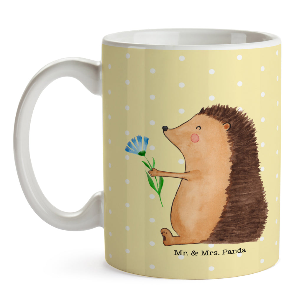Tasse Igel mit Blume Igel, Gute Besserung, Genesungswünsche, Krankheit, Krankenhaus, krank, Besuch Becher, Kaffeetasse, Kaffeebecher, Tee, Frühstück, Büro  süße Tiermotive, gute Laune, lustige Sprüche, Tiere