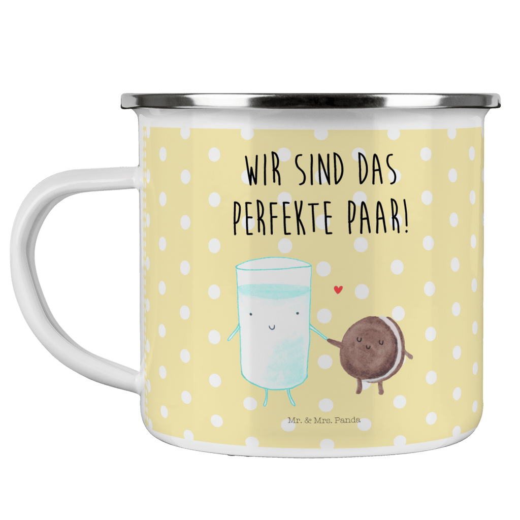 Camping Emaille Tasse Milch & Keks Campingtasse, Trinkbecher, Metalltasse, Outdoor Tasse, Emaille Trinkbecher, Blechtasse Outdoor, Emaille Campingbecher, Edelstahl Trinkbecher, Metalltasse für Camping, Kaffee Blechtasse, Camping Tasse Metall, Tiermotive, Gute Laune, lustige Sprüche, Tiere, Milk, Cookie, Milch, Keks, Kekse, Kaffee, Einladung Frühstück, Motiv süß, romantisch, perfektes Paar