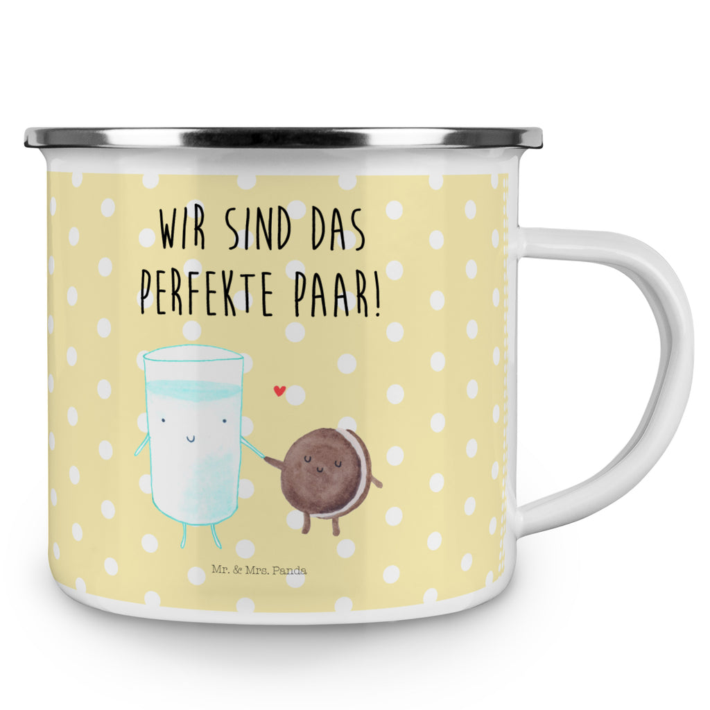 Camping Emaille Tasse Milch & Keks Campingtasse, Trinkbecher, Metalltasse, Outdoor Tasse, Emaille Trinkbecher, Blechtasse Outdoor, Emaille Campingbecher, Edelstahl Trinkbecher, Metalltasse für Camping, Kaffee Blechtasse, Camping Tasse Metall, Tiermotive, Gute Laune, lustige Sprüche, Tiere, Milk, Cookie, Milch, Keks, Kekse, Kaffee, Einladung Frühstück, Motiv süß, romantisch, perfektes Paar
