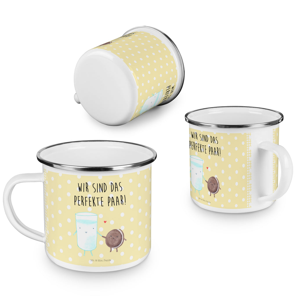 Camping Emaille Tasse Milch & Keks Campingtasse, Trinkbecher, Metalltasse, Outdoor Tasse, Emaille Trinkbecher, Blechtasse Outdoor, Emaille Campingbecher, Edelstahl Trinkbecher, Metalltasse für Camping, Kaffee Blechtasse, Camping Tasse Metall, Tiermotive, Gute Laune, lustige Sprüche, Tiere, Milk, Cookie, Milch, Keks, Kekse, Kaffee, Einladung Frühstück, Motiv süß, romantisch, perfektes Paar