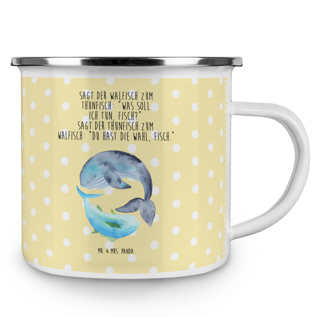 Camping Emaille Tasse Walfisch & Thunfisch Campingtasse, Trinkbecher, Metalltasse, Outdoor Tasse, Emaille Trinkbecher, Blechtasse Outdoor, Emaille Campingbecher, Edelstahl Trinkbecher, Metalltasse für Camping, Kaffee Blechtasse, Camping Tasse Metall, Tiermotive, Gute Laune, lustige Sprüche, Tiere, Wal, Wahl, Tunfisch, Wortwitz lustig, Spruch lustig, Flachwitz, Witz, Spruch des Tages, Flachwitz Geschenk