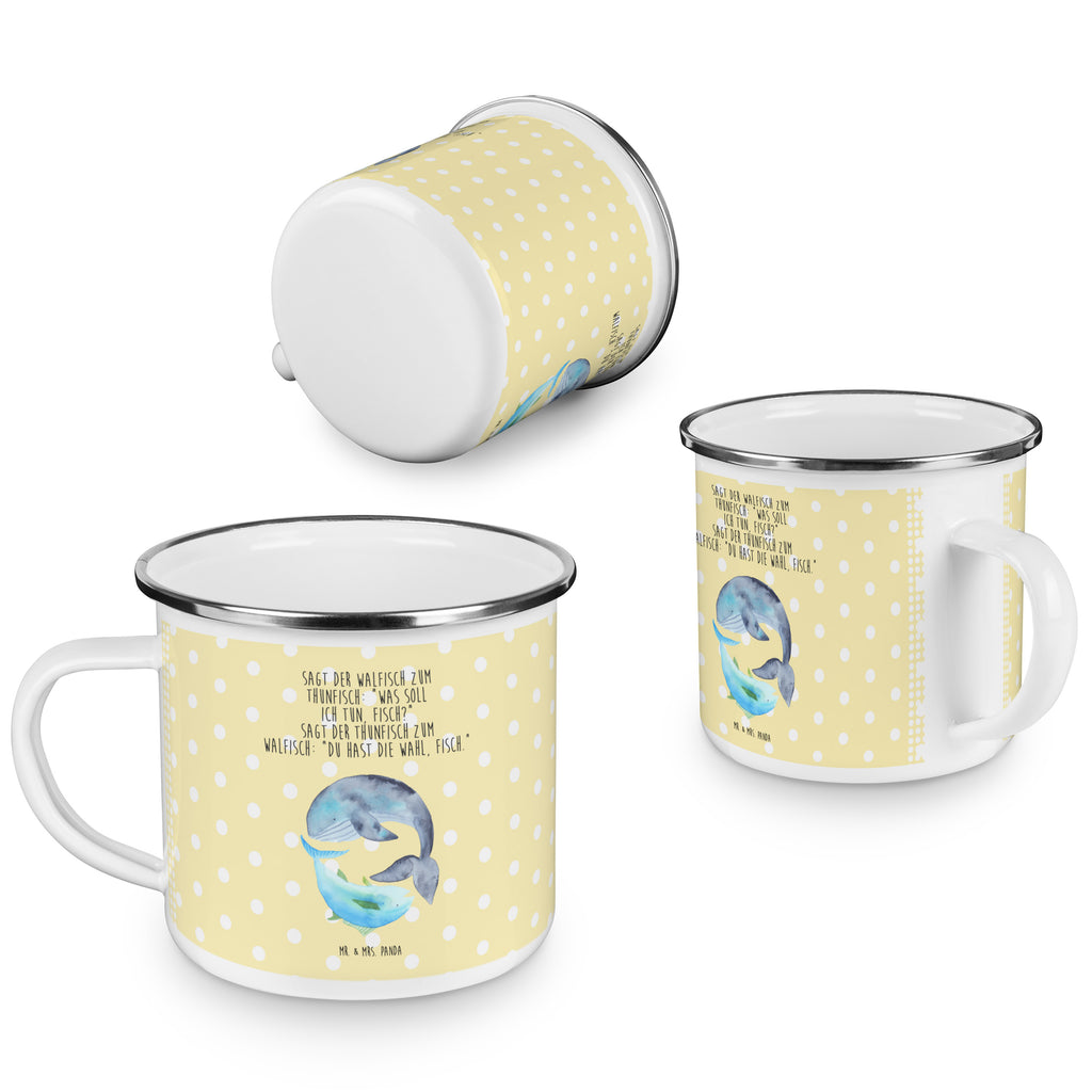 Camping Emaille Tasse Walfisch & Thunfisch Campingtasse, Trinkbecher, Metalltasse, Outdoor Tasse, Emaille Trinkbecher, Blechtasse Outdoor, Emaille Campingbecher, Edelstahl Trinkbecher, Metalltasse für Camping, Kaffee Blechtasse, Camping Tasse Metall, Tiermotive, Gute Laune, lustige Sprüche, Tiere, Wal, Wahl, Tunfisch, Wortwitz lustig, Spruch lustig, Flachwitz, Witz, Spruch des Tages, Flachwitz Geschenk