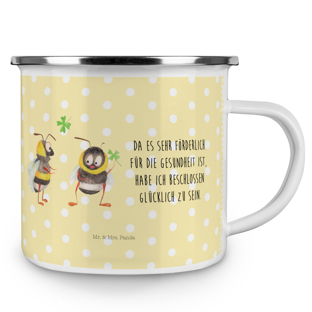 Camping Emaille Tasse Hummeln mit Kleeblatt Campingtasse, Trinkbecher, Metalltasse, Outdoor Tasse, Emaille Trinkbecher, Blechtasse Outdoor, Emaille Campingbecher, Edelstahl Trinkbecher, Metalltasse für Camping, Kaffee Blechtasse, Camping Tasse Metall, Tiermotive, Gute Laune, lustige Sprüche, Tiere, Hummel, Biene, Spruch positiv, Biene Deko, Spruch schön, glücklich sein, glücklich werden, Spruch fröhlich