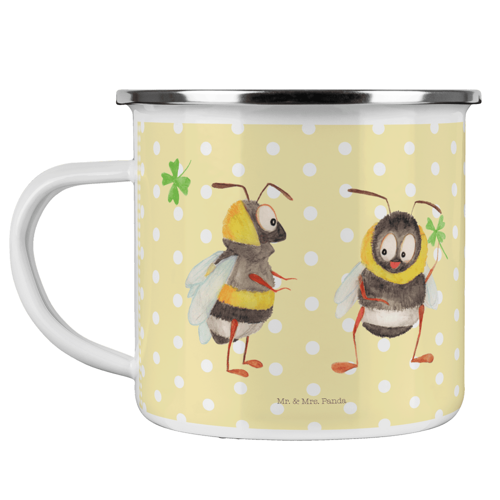 Camping Emaille Tasse Hummeln mit Kleeblatt Campingtasse, Trinkbecher, Metalltasse, Outdoor Tasse, Emaille Trinkbecher, Blechtasse Outdoor, Emaille Campingbecher, Edelstahl Trinkbecher, Metalltasse für Camping, Kaffee Blechtasse, Camping Tasse Metall, Tiermotive, Gute Laune, lustige Sprüche, Tiere, Hummel, Biene, Spruch positiv, Biene Deko, Spruch schön, glücklich sein, glücklich werden, Spruch fröhlich