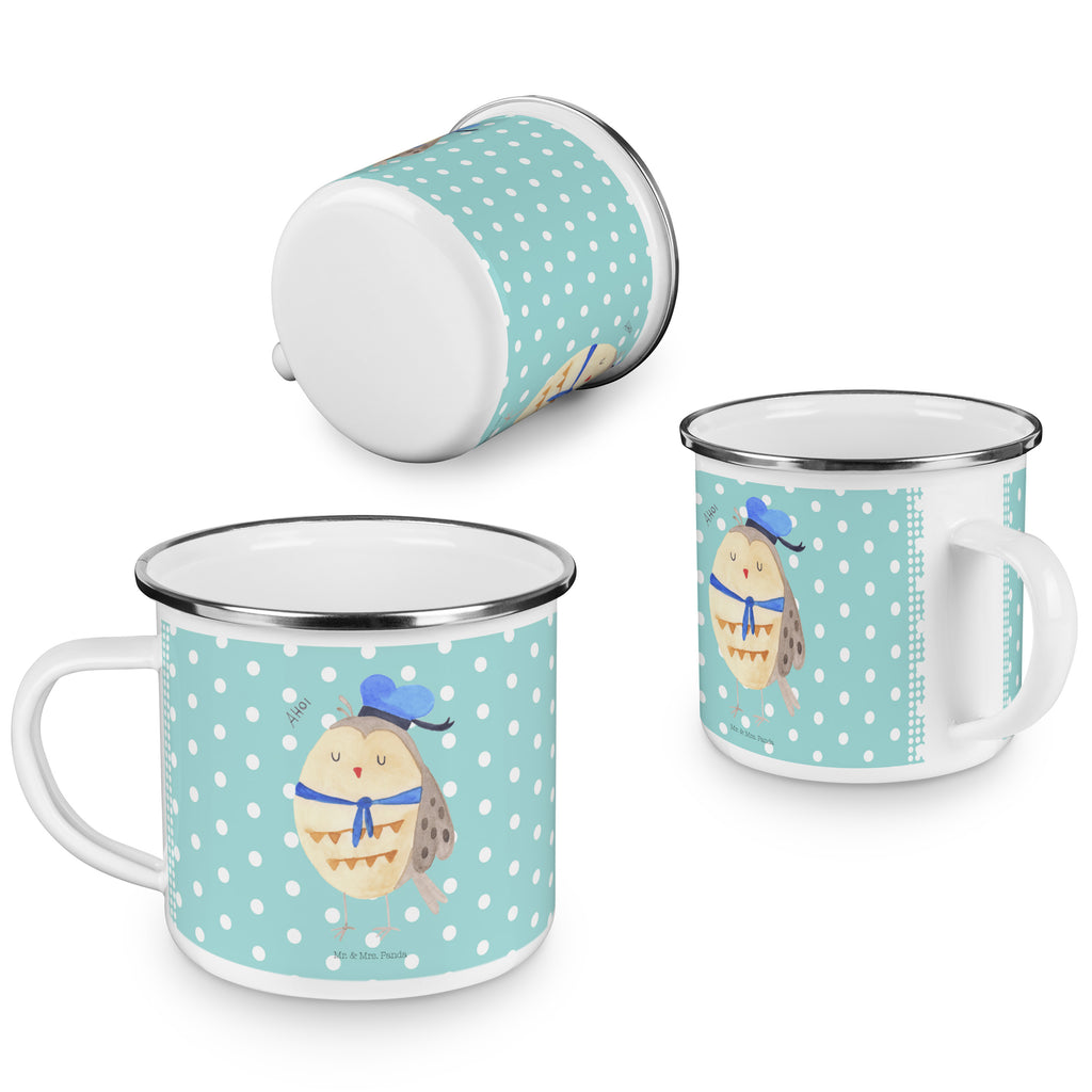 Camping Emaille Tasse Eule Matrosen Campingtasse, Trinkbecher, Metalltasse, Outdoor Tasse, Emaille Trinkbecher, Blechtasse Outdoor, Emaille Campingbecher, Edelstahl Trinkbecher, Metalltasse für Camping, Kaffee Blechtasse, Camping Tasse Metall, Eule, Eule Spruch, Eule Deko, Owl, Wortspiel lustig, Matrose, Freundin, Ehe, Seefahrer, Heimathafen, Hochzeitstag Geschenk