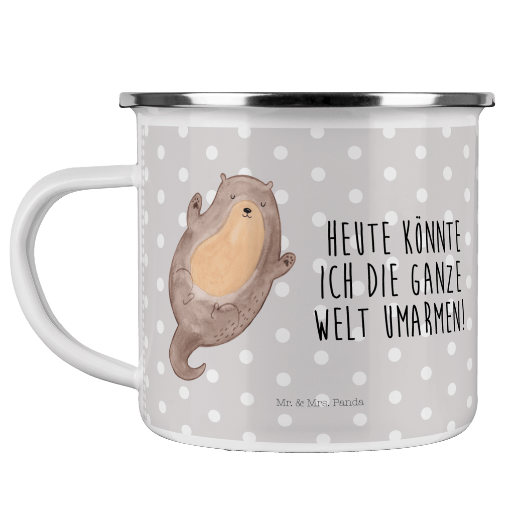 Camping Emaille Tasse Otter Umarmen Campingtasse, Trinkbecher, Metalltasse, Outdoor Tasse, Emaille Trinkbecher, Blechtasse Outdoor, Emaille Campingbecher, Edelstahl Trinkbecher, Metalltasse für Camping, Kaffee Blechtasse, Camping Tasse Metall, Otter, Fischotter, Seeotter, Otter Seeotter See Otter