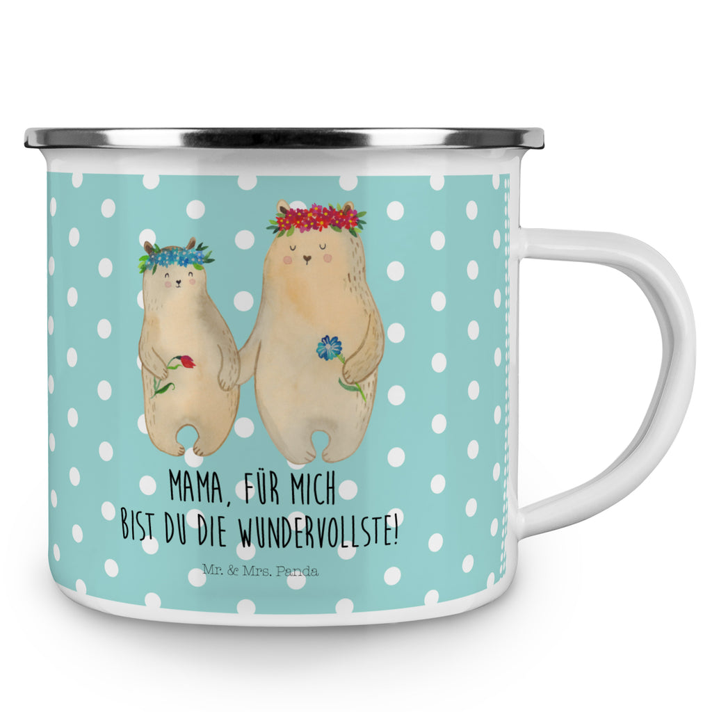 Camping Emaille Tasse Bären mit Blumenkranz Campingtasse, Trinkbecher, Metalltasse, Outdoor Tasse, Emaille Trinkbecher, Blechtasse Outdoor, Emaille Campingbecher, Edelstahl Trinkbecher, Metalltasse für Camping, Kaffee Blechtasse, Camping Tasse Metall, Familie, Vatertag, Muttertag, Bruder, Schwester, Mama, Papa, Oma, Opa, Bär, Bären, Mutter, Mutti, Mami, Lieblingsmensch, Lieblingsmama, beste Mutter, weltbeste Mama, Geschenk Mama. Muttertag, Tochter, Kind, Kinder, Töchter, Family, Vorbild