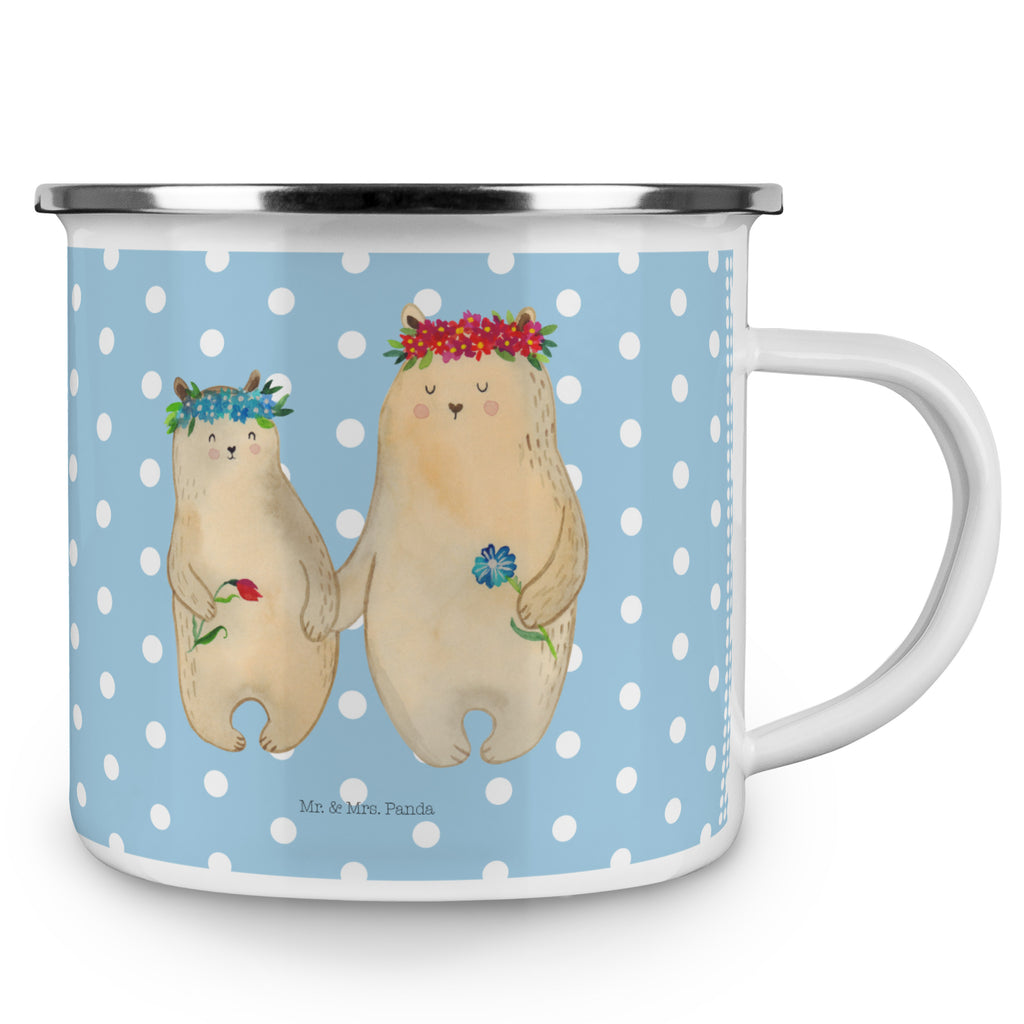 Camping Emaille Tasse Bären mit Blumenkranz Campingtasse, Trinkbecher, Metalltasse, Outdoor Tasse, Emaille Trinkbecher, Blechtasse Outdoor, Emaille Campingbecher, Edelstahl Trinkbecher, Metalltasse für Camping, Kaffee Blechtasse, Camping Tasse Metall, Familie, Vatertag, Muttertag, Bruder, Schwester, Mama, Papa, Oma, Opa, Bär, Bären, Mutter, Mutti, Mami, Lieblingsmensch, Lieblingsmama, beste Mutter, weltbeste Mama, Geschenk Mama. Muttertag, Tochter, Kind, Kinder, Töchter, Family, Vorbild