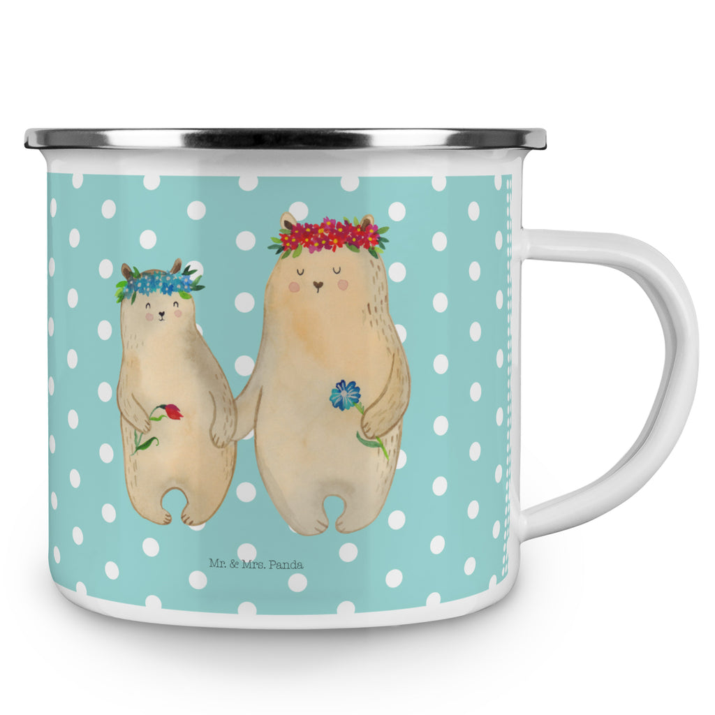 Camping Emaille Tasse Bären mit Blumenkranz Campingtasse, Trinkbecher, Metalltasse, Outdoor Tasse, Emaille Trinkbecher, Blechtasse Outdoor, Emaille Campingbecher, Edelstahl Trinkbecher, Metalltasse für Camping, Kaffee Blechtasse, Camping Tasse Metall, Familie, Vatertag, Muttertag, Bruder, Schwester, Mama, Papa, Oma, Opa, Bär, Bären, Mutter, Mutti, Mami, Lieblingsmensch, Lieblingsmama, beste Mutter, weltbeste Mama, Geschenk Mama. Muttertag, Tochter, Kind, Kinder, Töchter, Family, Vorbild