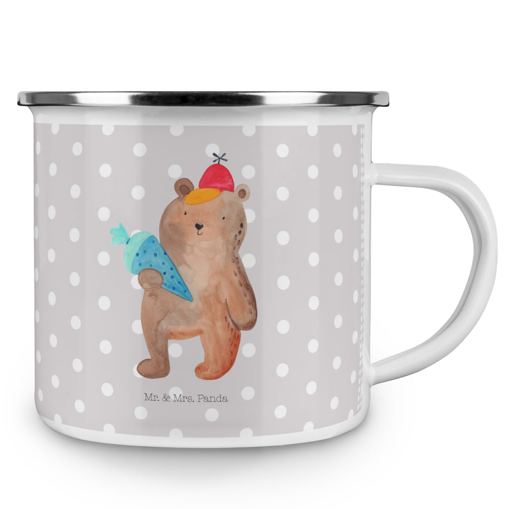 Camping Emaille Tasse Bär mit Schultüte Campingtasse, Trinkbecher, Metalltasse, Outdoor Tasse, Emaille Trinkbecher, Blechtasse Outdoor, Emaille Campingbecher, Edelstahl Trinkbecher, Metalltasse für Camping, Kaffee Blechtasse, Camping Tasse Metall, Bär, Teddy, Teddybär, Bär Motiv, Schultüte, Erster Schultag Geschenk, Einschulung Geschenk, Schule Geschenk, Grundschule, Schulanfang, Schulbeginn
