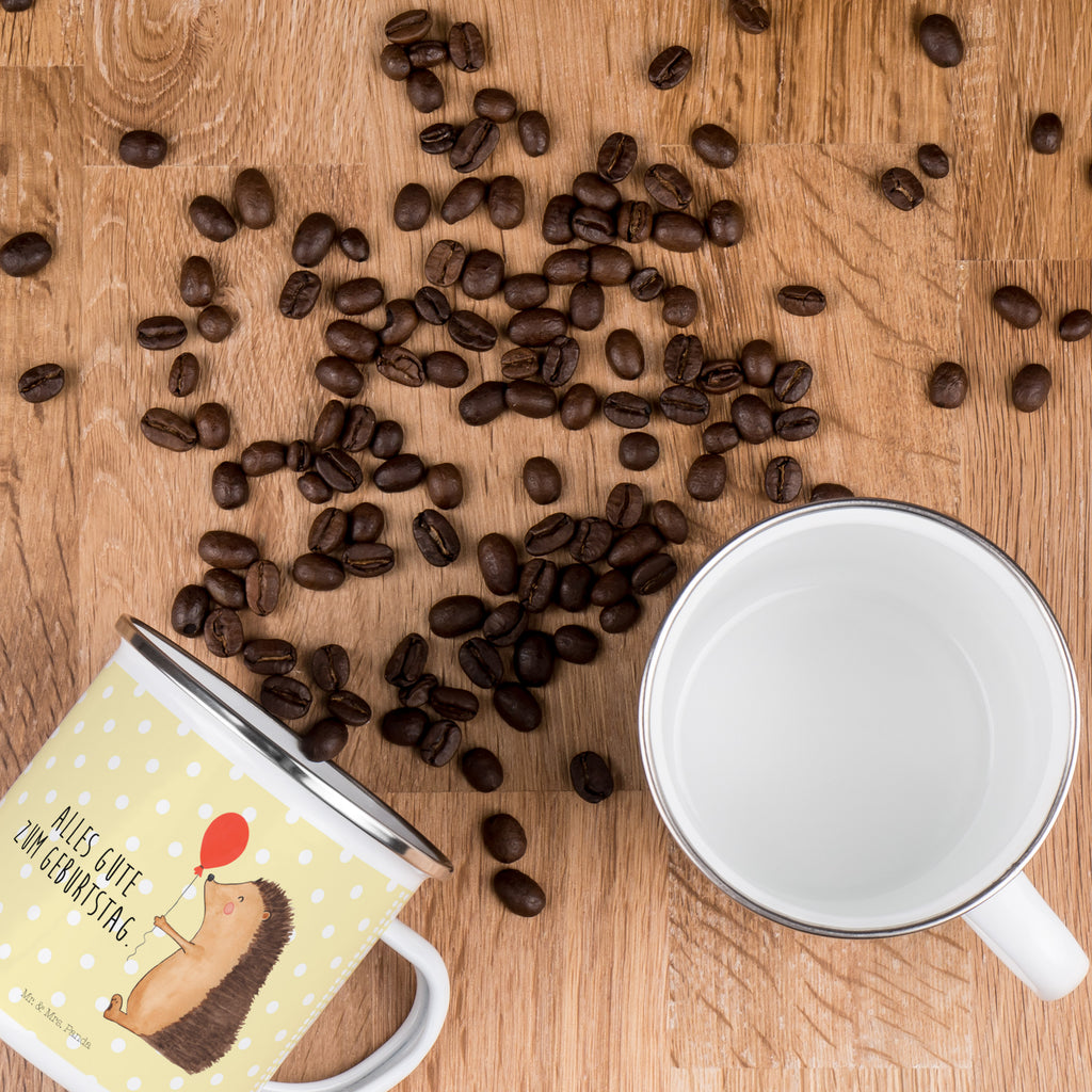 Camping Emaille Tasse Igel mit Luftballon Campingtasse, Trinkbecher, Metalltasse, Outdoor Tasse, Emaille Trinkbecher, Blechtasse Outdoor, Emaille Campingbecher, Edelstahl Trinkbecher, Metalltasse für Camping, Kaffee Blechtasse, Camping Tasse Metall, Tiermotive, Gute Laune, lustige Sprüche, Tiere, Igel, Geburtstag, Herzlichen Glückwunsch, Glückwunsch, Geburtstagskind, Ballon, Happy Birthday