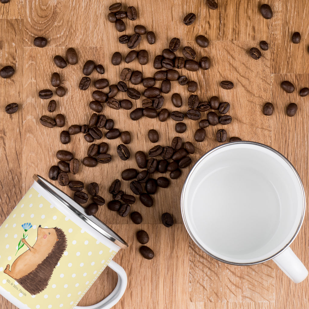 Camping Emaille Tasse Igel mit Blume Campingtasse, Trinkbecher, Metalltasse, Outdoor Tasse, Emaille Trinkbecher, Blechtasse Outdoor, Emaille Campingbecher, Edelstahl Trinkbecher, Metalltasse für Camping, Kaffee Blechtasse, Camping Tasse Metall, Tiermotive, Gute Laune, lustige Sprüche, Tiere, Igel, Gute Besserung, Genesungswünsche, Krankheit, Krankenhaus, krank, Besuch