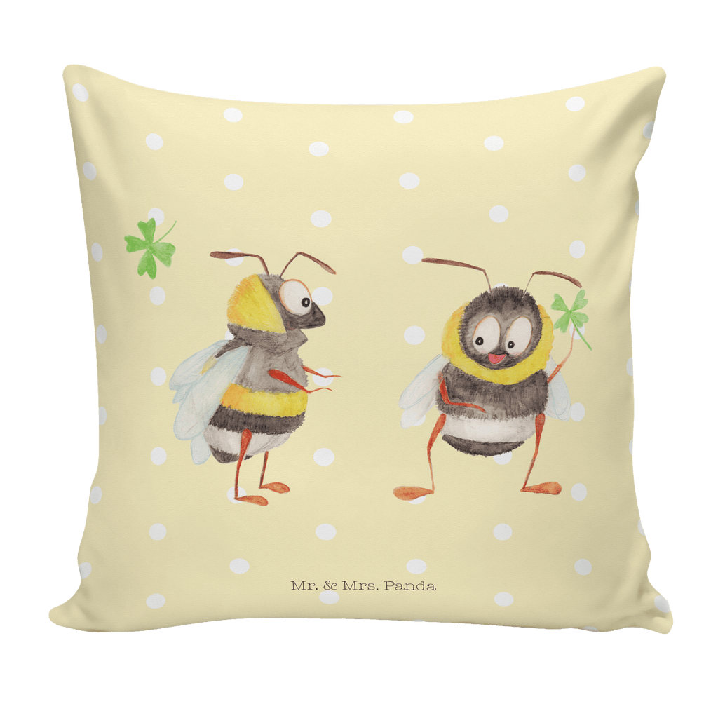 40x40 Kissen Hummeln mit Kleeblatt Kissenhülle, Kopfkissen, Sofakissen, Dekokissen, Motivkissen, Tiermotive, Gute Laune, lustige Sprüche, Tiere, Hummel, Biene, Spruch positiv, Biene Deko, Spruch schön, glücklich sein, glücklich werden, Spruch fröhlich