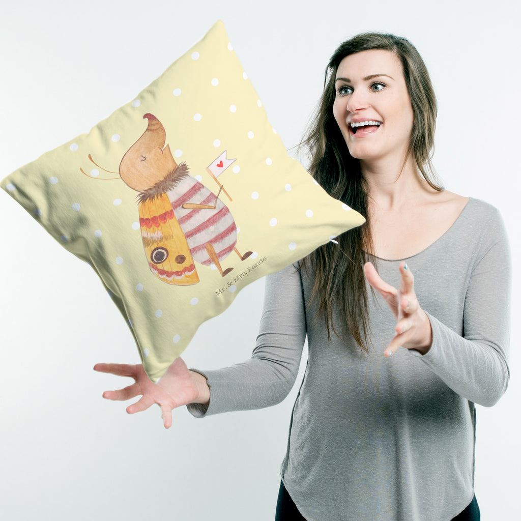 40x40 Kissen Nachtfalter mit Fähnchen Kissenhülle, Kopfkissen, Sofakissen, Dekokissen, Motivkissen, Tiermotive, Gute Laune, lustige Sprüche, Tiere, Nachtfalter, Käfer, Spruch lustig, Spruch witzig, süß, niedlich, Küche Deko, Was kostet die Welt