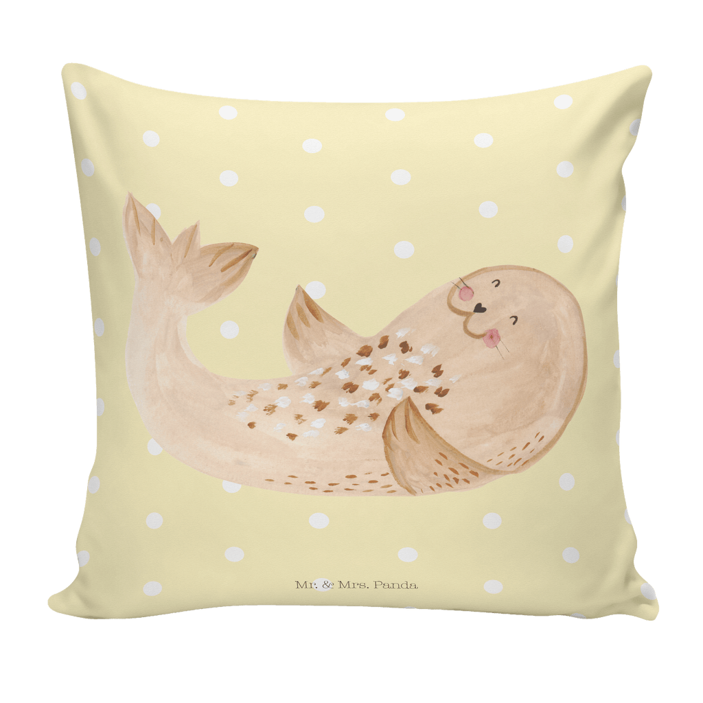 40x40 Kissen Robbe liegend Kissenhülle, Kopfkissen, Sofakissen, Dekokissen, Motivkissen, Tiermotive, Gute Laune, lustige Sprüche, Tiere, Robbe, Robben, Seehund, Strand, Meerestier, Ostsee, Nordsee, Lachen, Freude