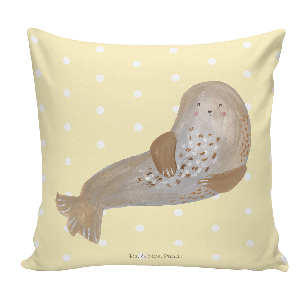 40x40 Kissen Robbe lachend Kissenhülle, Kopfkissen, Sofakissen, Dekokissen, Motivkissen, Tiermotive, Gute Laune, lustige Sprüche, Tiere, Robbe, Robben, Seehund, Strand, Meerestier, Ostsee, Nordsee