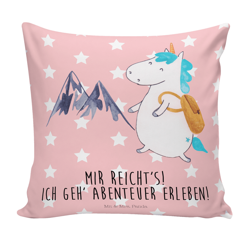 40x40 Kissen Einhorn Bergsteiger Kissenhülle, Kopfkissen, Sofakissen, Dekokissen, Motivkissen, Einhorn, Einhörner, Einhorn Deko, Pegasus, Unicorn, Bergsteiger, Abenteuer, Berge, Abenteurer, Weltenbummler, Weltreise, Reisen, Urlaub, Entdecker