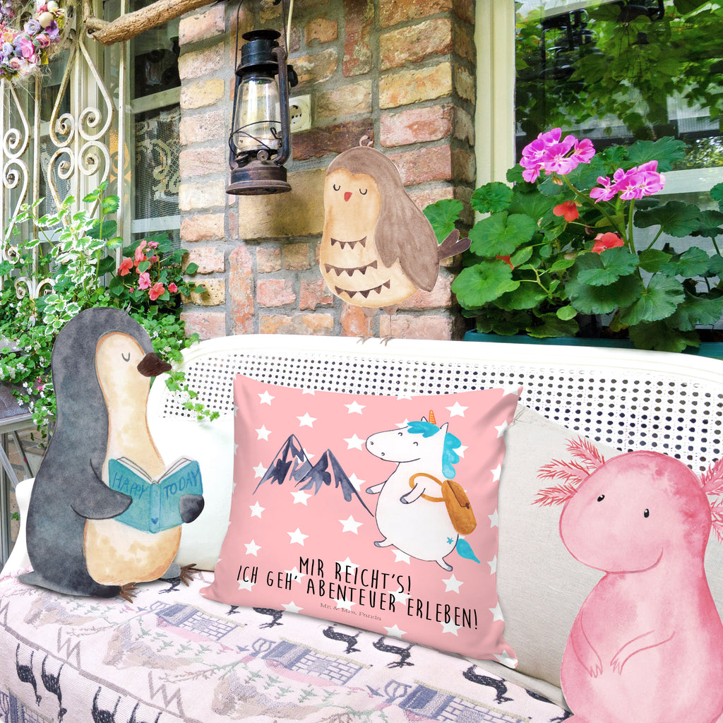 40x40 Kissen Einhorn Bergsteiger Kissenhülle, Kopfkissen, Sofakissen, Dekokissen, Motivkissen, Einhorn, Einhörner, Einhorn Deko, Pegasus, Unicorn, Bergsteiger, Abenteuer, Berge, Abenteurer, Weltenbummler, Weltreise, Reisen, Urlaub, Entdecker
