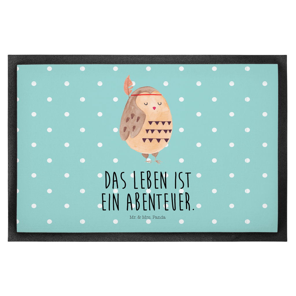 Fußmatte Eule Federschmuck Eule, Eule Deko, Owl, Das Leben ist ein Abenteuer, Reisespruch, Federschmuck, Dekoration  Türvorleger, Schmutzmatte, Fußabtreter, Matte, Schmutzfänger, Fußabstreifer, Schmutzfangmatte, Türmatte, Motivfußmatte,  Haustürmatte, Vorleger  Eule