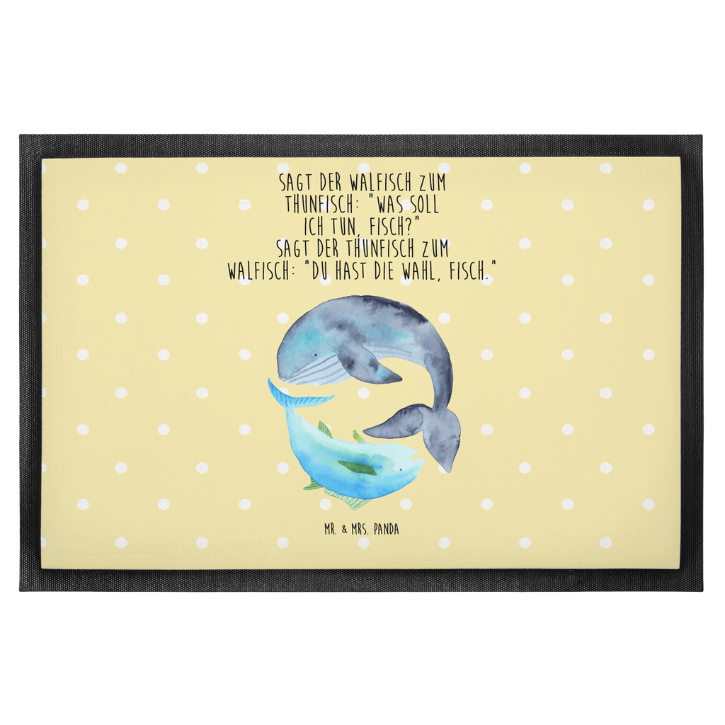 Fußmatte Walfisch & Thunfisch Wal, Wahl, Tunfisch, Wortwitz lustig, Spruch lustig, Flachwitz, Witz, Spruch des Tages, Flachwitz Geschenk   Türvorleger, Schmutzmatte, Fußabtreter, Matte, Schmutzfänger, Fußabstreifer, Schmutzfangmatte, Türmatte, Motivfußmatte,  Haustürmatte, Vorleger  süße Tiermotive, gute Laune, lustige Sprüche, Tiere
