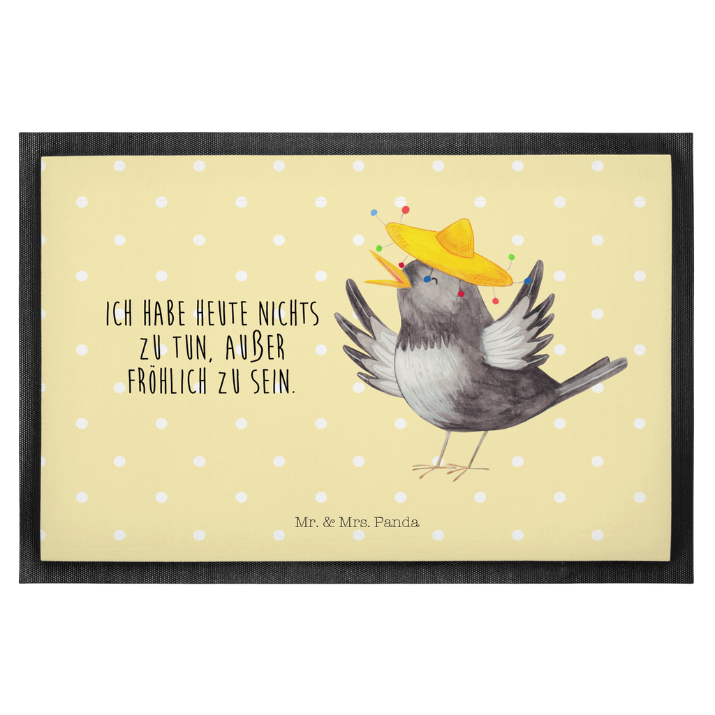 Fußmatte Rabe mit Sombrero Türvorleger, Schmutzmatte, Fußabtreter, Matte, Schmutzfänger, Fußabstreifer, Schmutzfangmatte, Türmatte, Motivfußmatte, Haustürmatte, Vorleger, Tiermotive, Gute Laune, lustige Sprüche, Tiere, Rabe, Vogel, Vögel, Spruch positiv, fröhlich sein, glücklich sein, Glück Spruch, froh, Elster, Motivation