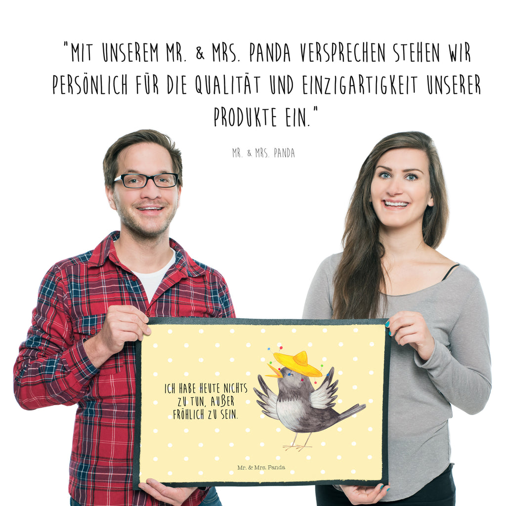 Fußmatte Rabe mit Sombrero Türvorleger, Schmutzmatte, Fußabtreter, Matte, Schmutzfänger, Fußabstreifer, Schmutzfangmatte, Türmatte, Motivfußmatte, Haustürmatte, Vorleger, Tiermotive, Gute Laune, lustige Sprüche, Tiere, Rabe, Vogel, Vögel, Spruch positiv, fröhlich sein, glücklich sein, Glück Spruch, froh, Elster, Motivation