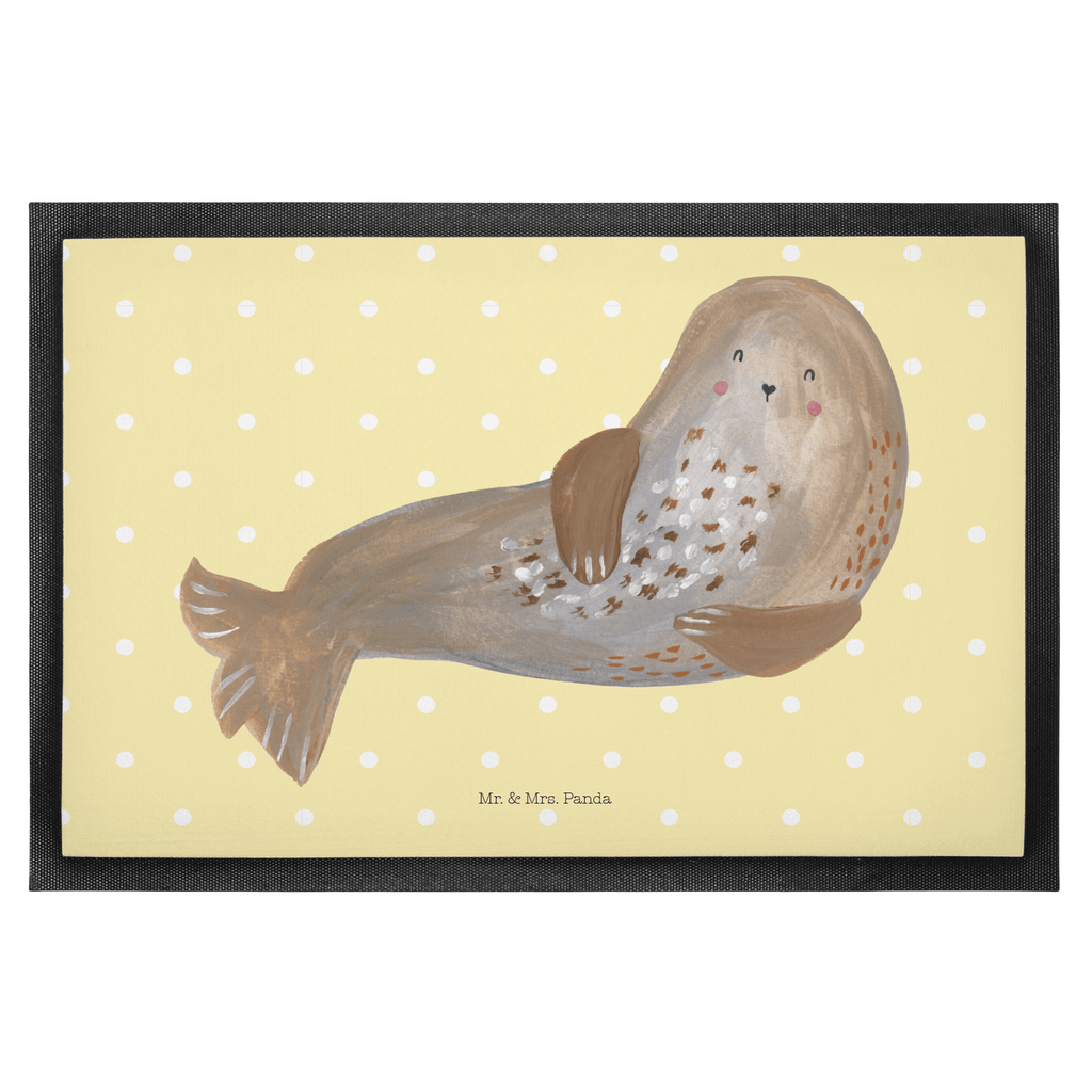 Fußmatte Robbe lachend Robbe, Robben, Seehund, Strand, Meerestier, Ostsee, Nordsee Türvorleger, Schmutzmatte, Fußabtreter, Matte, Schmutzfänger, Fußabstreifer, Schmutzfangmatte, Türmatte, Motivfußmatte,  Haustürmatte, Vorleger  süße Tiermotive, gute Laune, lustige Sprüche, Tiere