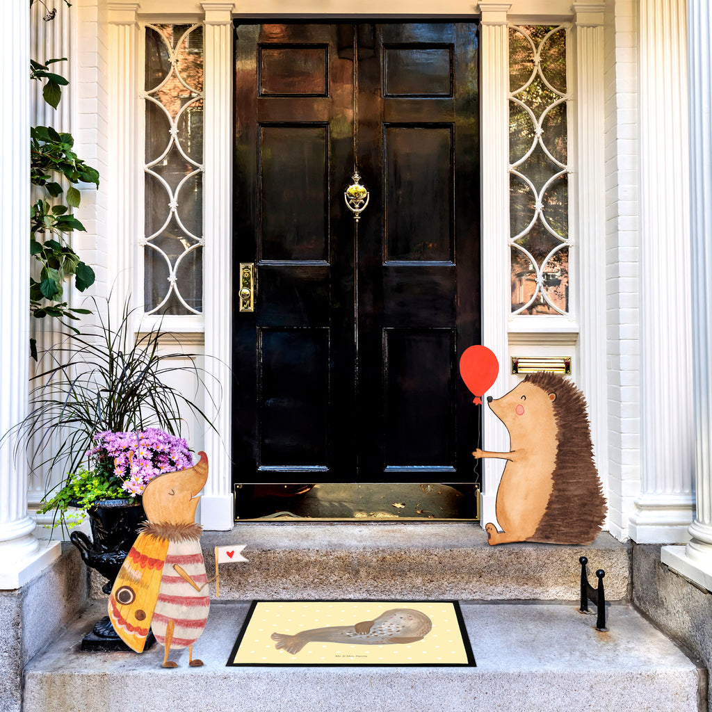 Fußmatte Robbe lachend Robbe, Robben, Seehund, Strand, Meerestier, Ostsee, Nordsee Türvorleger, Schmutzmatte, Fußabtreter, Matte, Schmutzfänger, Fußabstreifer, Schmutzfangmatte, Türmatte, Motivfußmatte,  Haustürmatte, Vorleger  süße Tiermotive, gute Laune, lustige Sprüche, Tiere