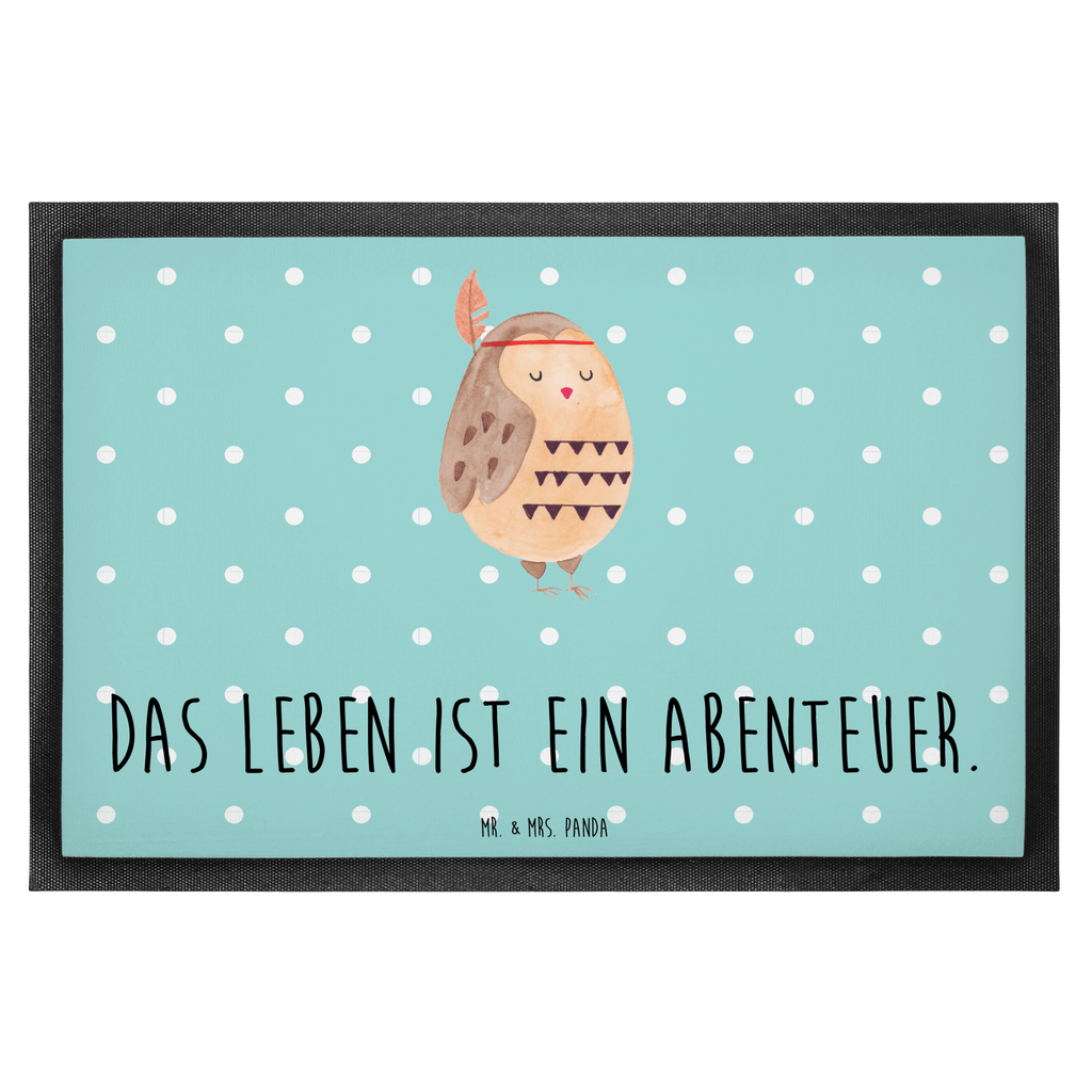 Fußmatte Eule Federschmuck Eule, Eule Deko, Owl, Das Leben ist ein Abenteuer, Reisespruch, Federschmuck, Dekoration  Türvorleger, Schmutzmatte, Fußabtreter, Matte, Schmutzfänger, Fußabstreifer, Schmutzfangmatte, Türmatte, Motivfußmatte,  Haustürmatte, Vorleger  Eule
